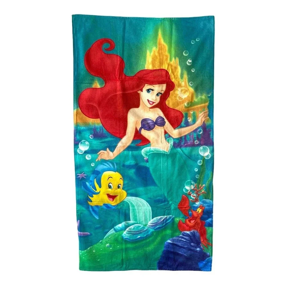 Disney Parks Little Mermaid Ariel Flounder Sebastian Beach Towel